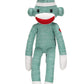Plushland Adorable Green Sock Monkey, The Original Traditional Hand Knitted Stuffed Animal Toy Gift-For Babies, Teens, Girls And Boys Baby Doll Present Puppet 20 Inches