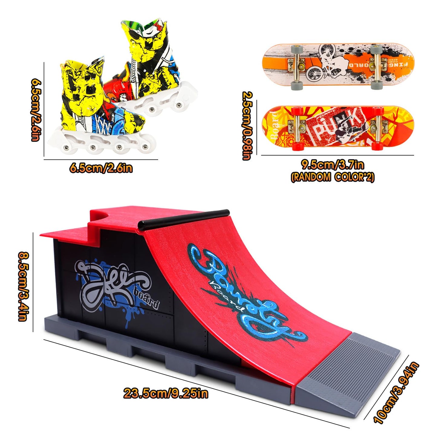 MOMSIV Mini Finger Toy Skateboard Park Ramp Kit  Fingerboard Half Pipe Ultimate Parks Training Props Accessories for Kids mature-themed (Style C)