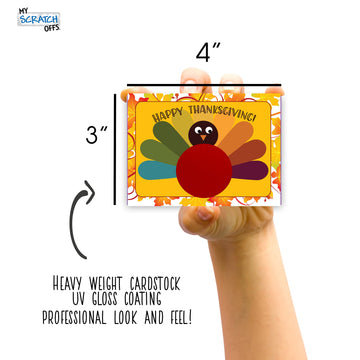 My Scratch Offs - 26 Pack Thanksgiving Turkey Friendsgiving Scratch Off Cards For Family Games, Thank You Cards Small Business, Party Games & Door Prizes