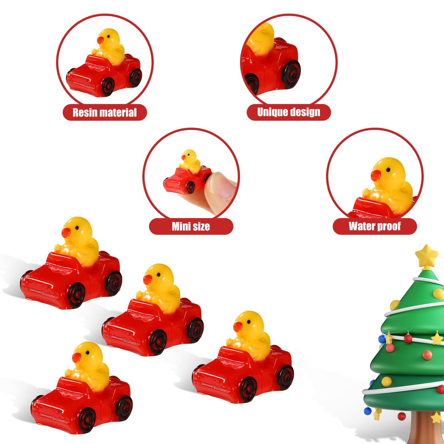 30Pcs Mini Resin Ducks, Cute Rubber Ducks Miniature Resin Ducks Small Tiny Resin Ducks Decoration Waterproof Little Ducks Perfec