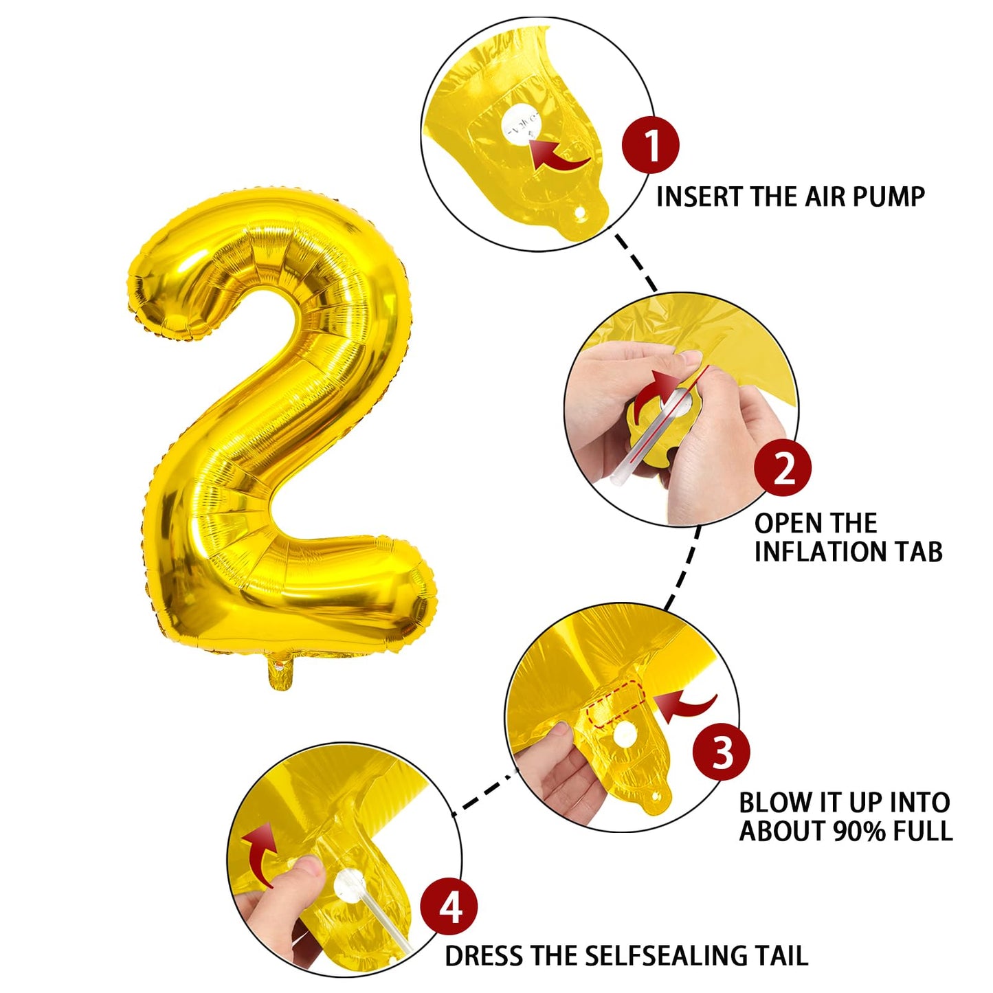 2 Number Balloon Gold 40 Inch Big Foil Mylar 2Nd Balloons For 2 Year Old Boy Girl Birthday Party Decorations Wedding Anniversary