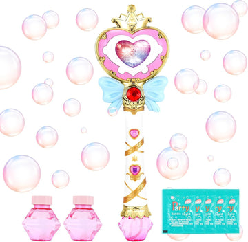 Princess Automatic Bubble Wand Solution for Toddler Kid Toy Age 1 2 3 4 5 6 7 8 1yr Year Old Little Girl Gift Blower Machine Out
