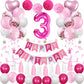 Sweet 3Rd Birthday Decorations For Baby Girl, Pink And White 3 Happy Birthday Balloons,3Rd Birthday Party Supplies For Daughter