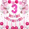 Sweet 3Rd Birthday Decorations For Baby Girl, Pink And White 3 Happy Birthday Balloons,3Rd Birthday Party Supplies For Daughter