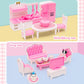 Hapgfs 45 Pcs Dollhouse Furniture Set Accessories Doll House Mini Furniture Pretend Play Bedroom Living Room Bathroom Kitchen Fo