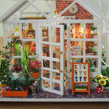 Gudoqi Diy Miniature Dollhouse Kit, Tiny House Kit With Music, Miniature House Kit 1:24 Scale, Great Handmade Crafts Gift For Birthday Easter, Beautiful Flower Shop