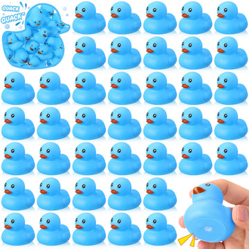 Hungdao 48 Pcs 2 Inch Mini Rubber Ducks For Kids Children Party Favors Bulk Bath Ducks Summer Pool Floating Toys Rubber Duckies Birthday Gifts For Boys Girls Baby Shower Supplies(Blue)