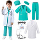 Funsenly Doctor Costume For Kids - 8Pcs Caree Day Kids Scrubs With Lab Coat Dress Up Set, Halloween Costumes For Girls Boys, Tod