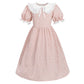 Ltakk Pioneer Dress Girls Colonial Costume Prairie Pilgrim Girl Dresses With Ruffled Pinafore, Peach, Large, Age Over 4 Years Ol