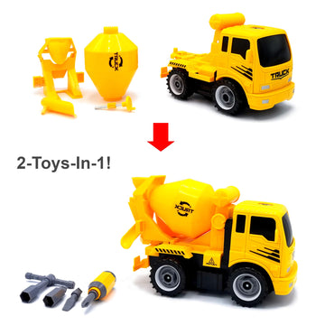 MUKIKIM Construct A Truck - Mixer. Take it Apart & Put it Back Together + Friction Powered(2-Toys-in-1!) Awesome Award Winning T