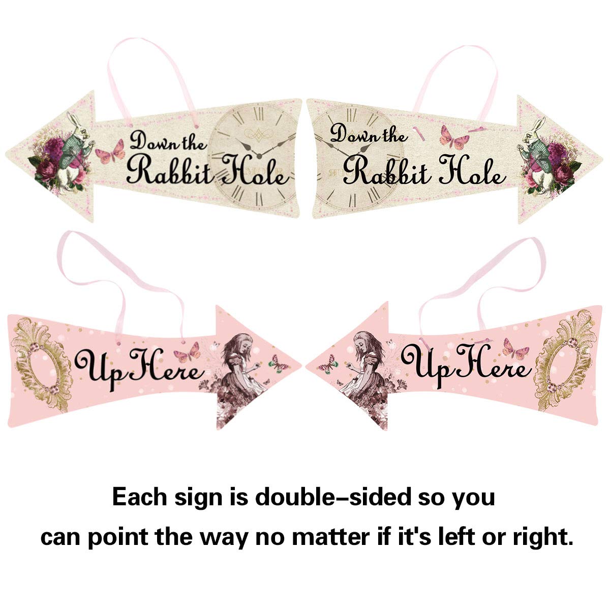 Truly Alice Arrow Hanging Signs Cutouts for Tea Party Decoration 10 Pcs