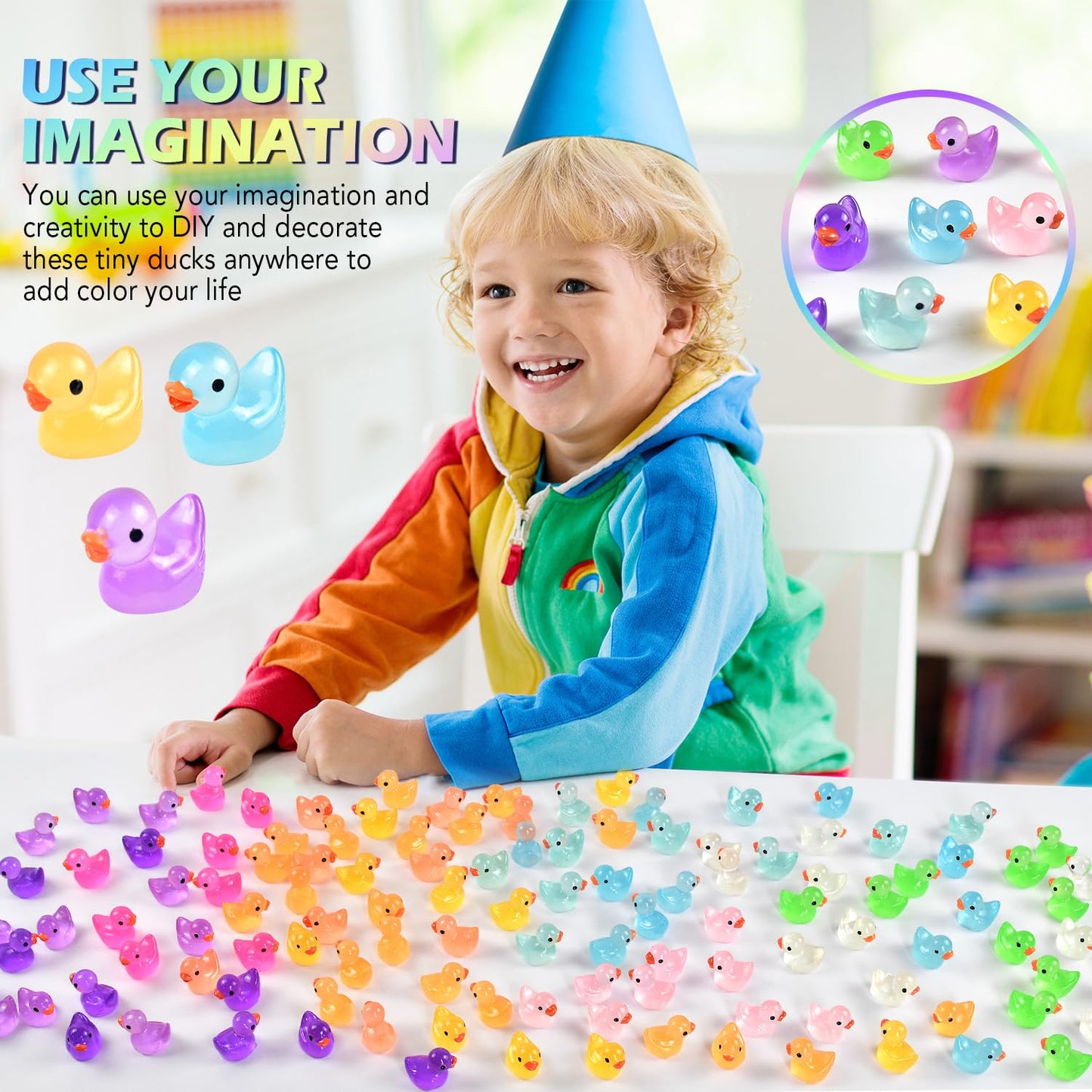 120Pcs Mini Resin Ducks Luminous Mini Ducks Glow In The Dark, Tiny Ducks To Hide, Little Ducks, Miniature Ducks For Garden Micro
