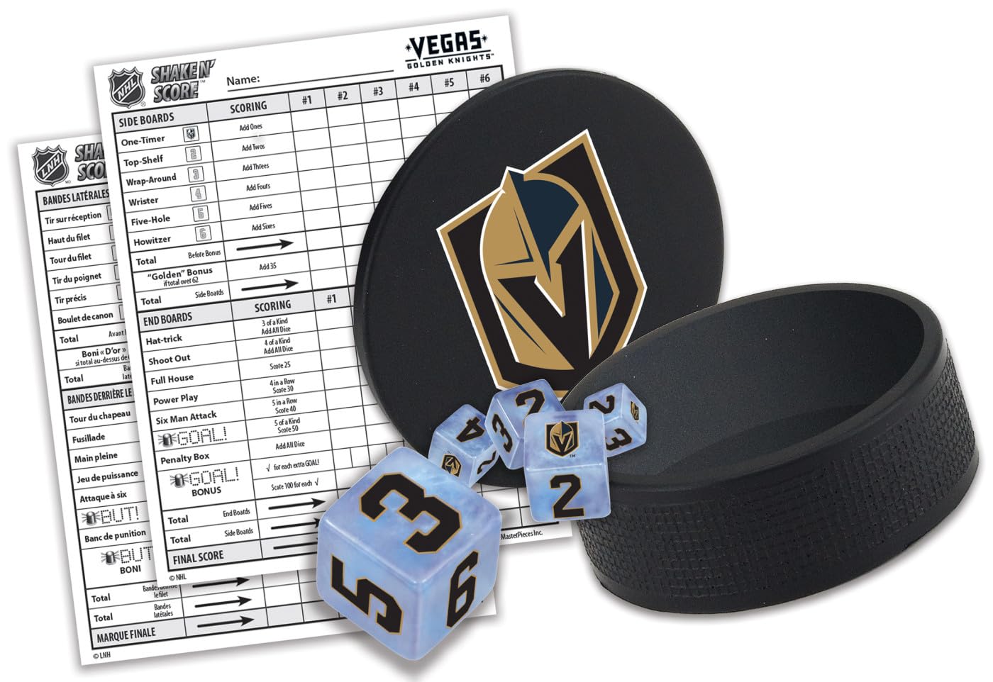 MasterPieces Game Day - NHL Vegas Golden Knights - Shake N Score Dice Game