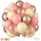 Dusty Pink Balloons,60 Pcs 12 Inches Blush Pink Rose Gold Retro Apricot Balloons Confetti Balloons For Girls Bridal Baby Shower,