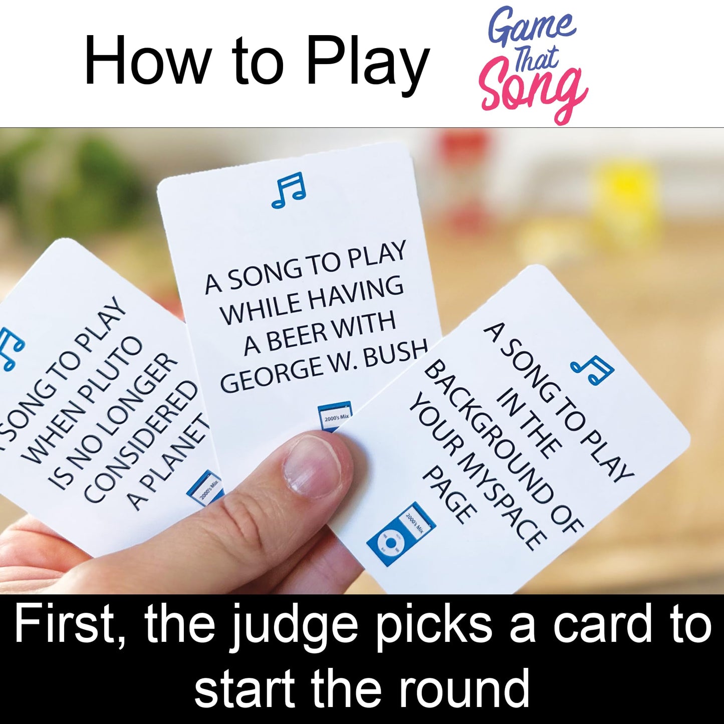 Game That Song Music Card Game - 2000's Mix Expansion, 50 New Cards, Cardstock, Yellow - Fun for Family and Game Nights!