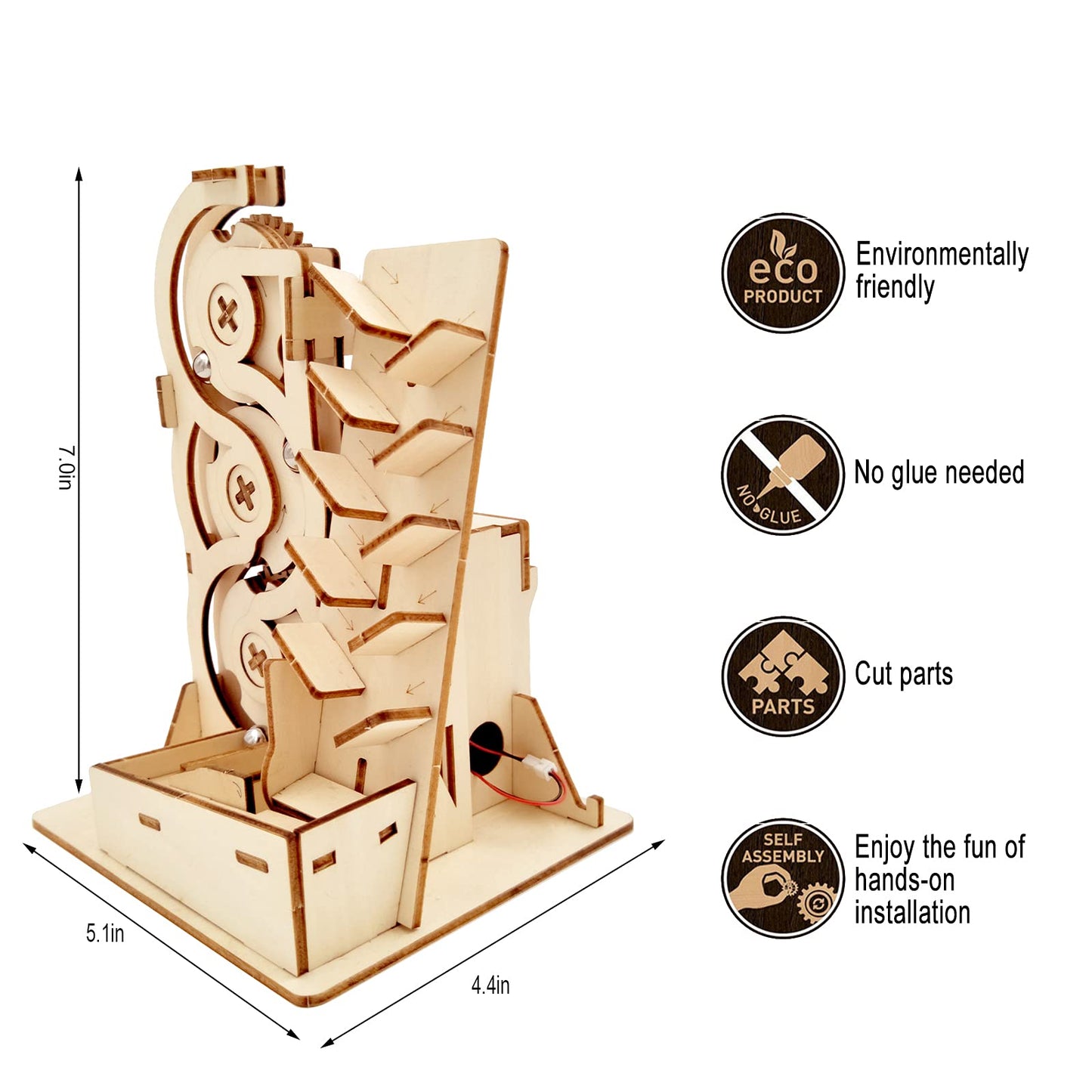 Solar 3D Wooden Puzzle Marble Run DIY Model Kit Craft Sets Educational Wood Mechanical Building Toys STEM Science Experiments Projects Birthday Gift for mature-themed Men Kids Age 8 10 12 14+