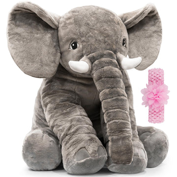 Homily Big Stuffed Elephant, Large Elephant Stuffed Animal, Giant Plush Animal Fluffy Toy For Girl Kids 24 Inch