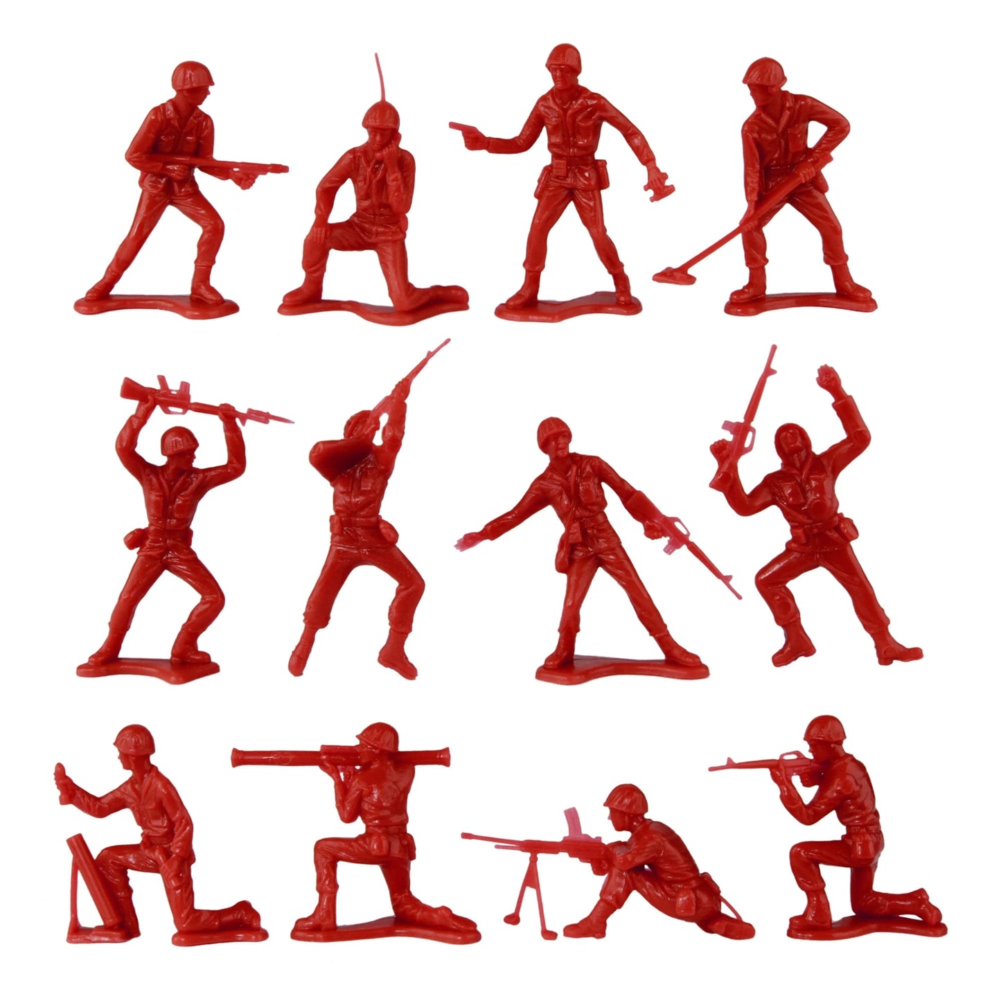Timmee Plastic Army Men - Red 48Pc Toy Soldier Figures - Made In Usa
