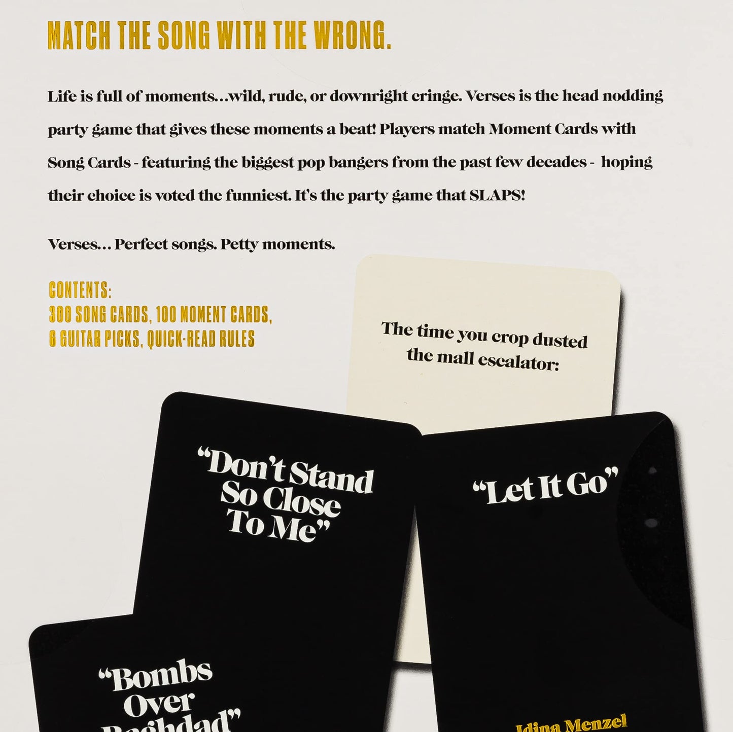 Big G Creative: Verses, Perfect Songs, Petty Moments, No Singing Skills Or Music Knowledge Required, Quick And Easy To Learn Card Game, 3 To 6 Players, Ages 14 And Up