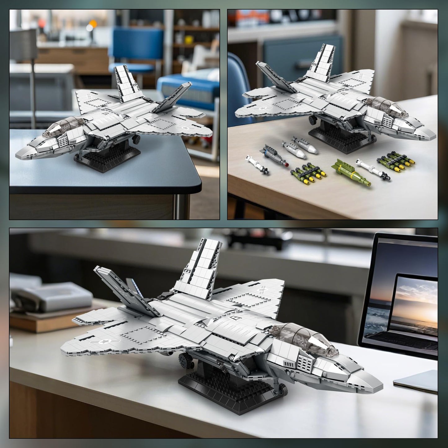 Reobrix F-22 Fighter Jet Building Set 33020, 1729 PCS, Large Plastic Model for Adults, Military Display, Aviation Gifts