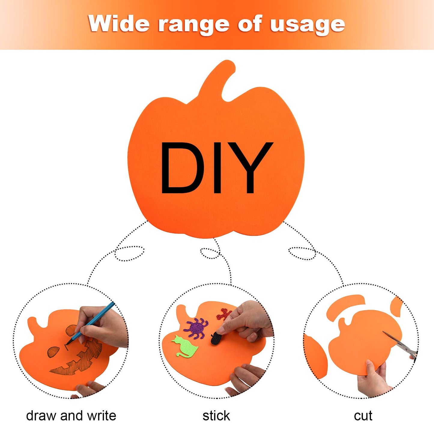 Outus 30 Pieces Foam Halloween Pumpkins Foam Pumpkin Shapes Halloween Craft Kit