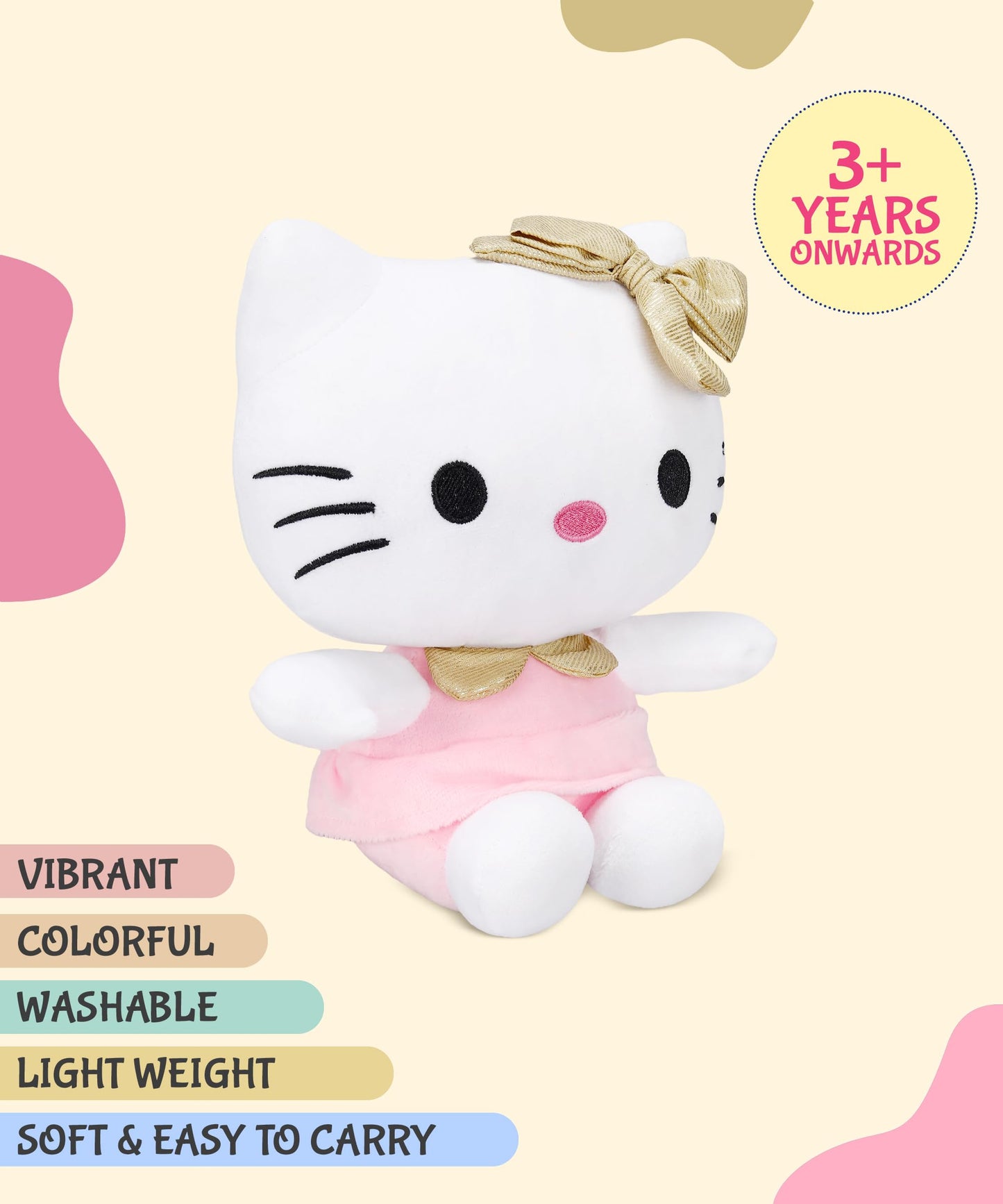 Hello Kitty In Pink Outfit And Golden Bow