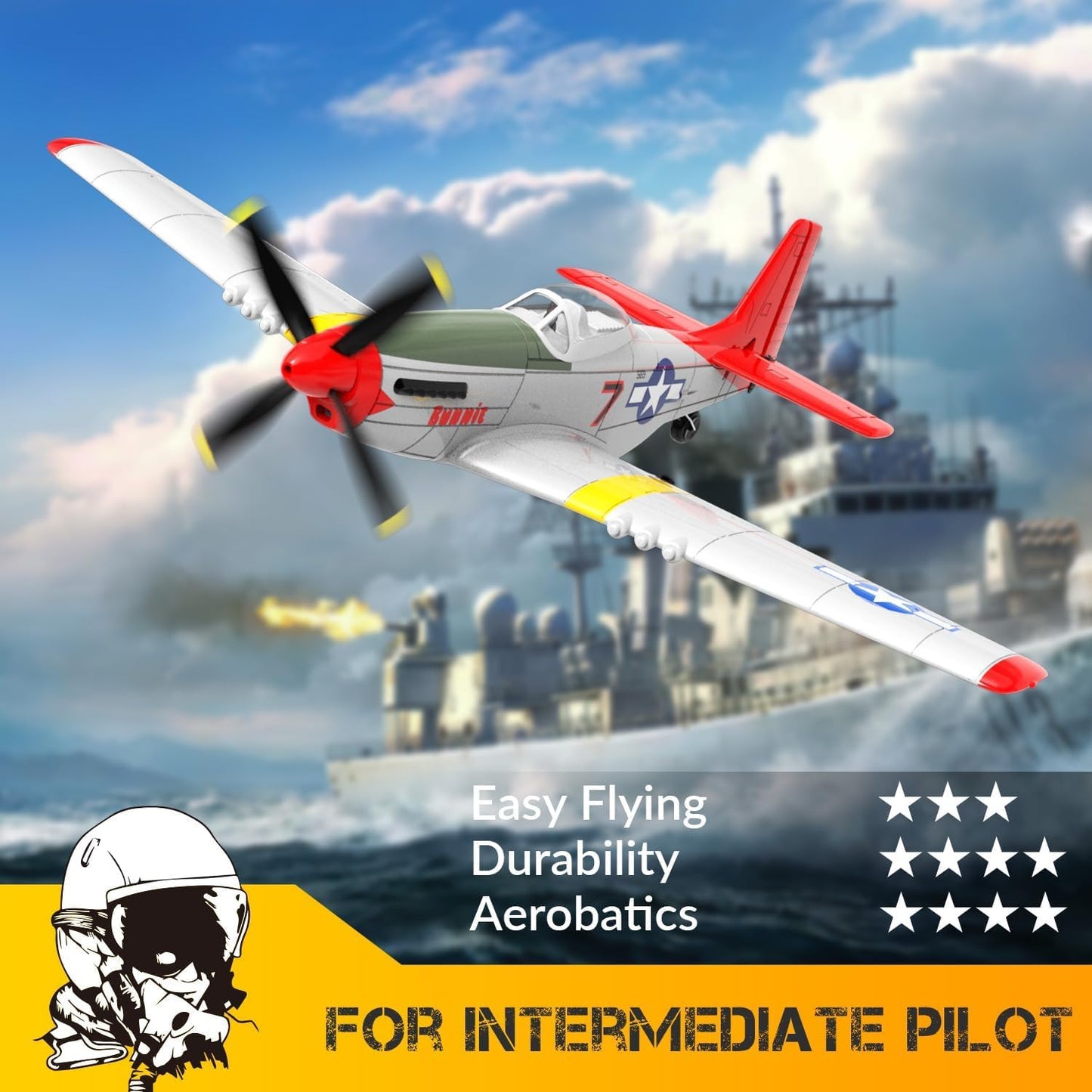 Volantexrc Rc Plane, 4 Channel Remote Control Airplane Fighter Rtf With 6-Axis Gyro, 3 Modes & Aerobatics Easy To Fly, 2.4Ghz Ra