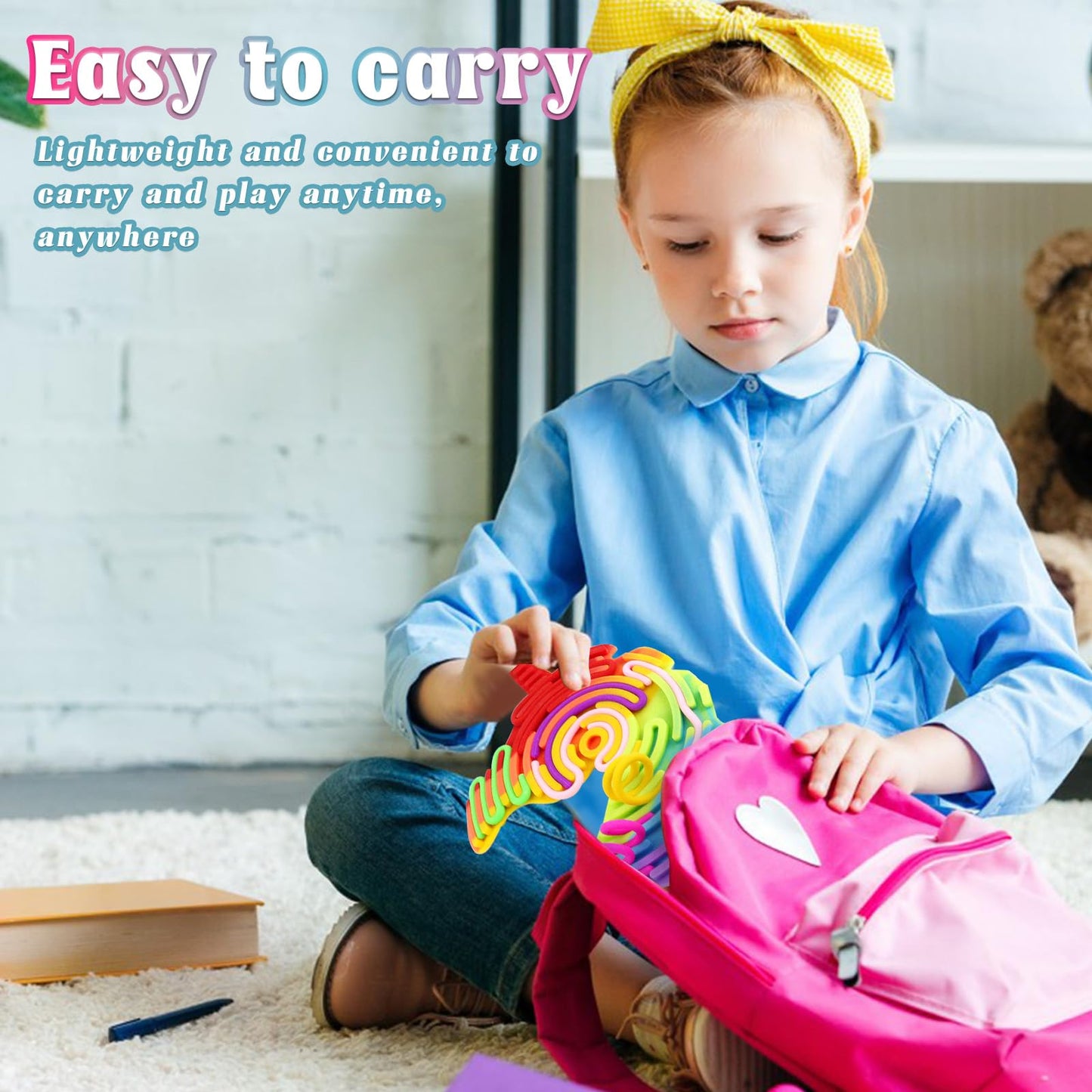 Sensory Activity Board, Duble Sided Design Rainbow Silicone Fidget Toy, Fidget Sensory Toys For Kids 3+ & Adults, Includes 11 St