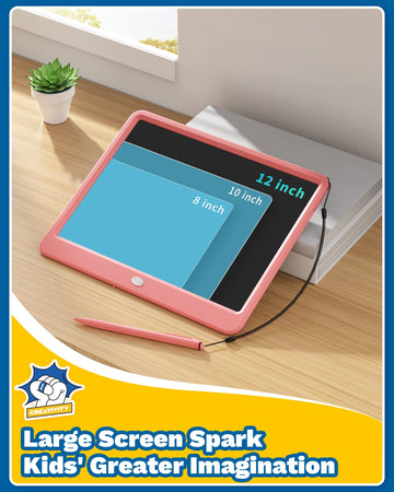 TEKFUN Toys for Girls 12in LCD Writing Tablet, Erasable Doodle Board with Anti-Lost Stylus, Mess Free Coloring Drawing Board, Tr