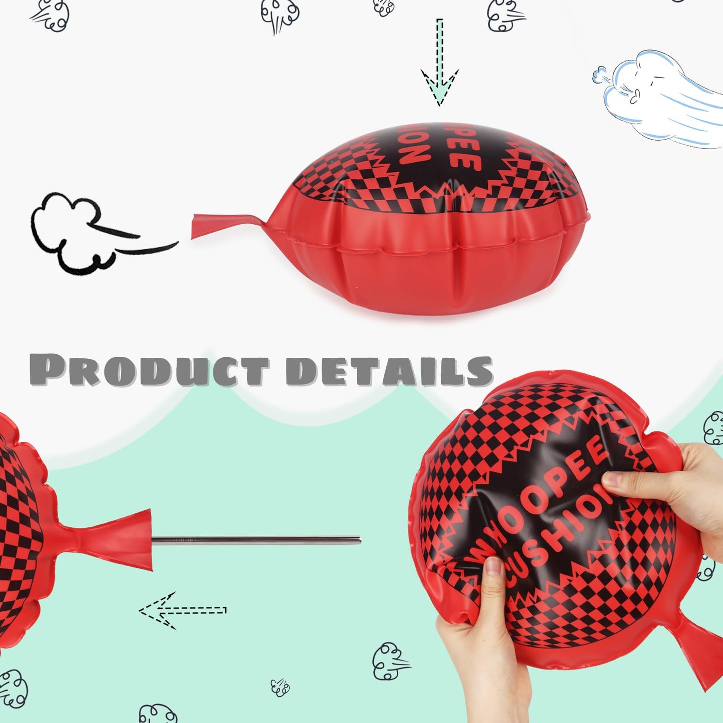 Poplay Whoopee Cushion, 10 Inch Prank Toys For Novelty Party Favors Kids And Adults Fart Pillow Novelty Gifts April Fool'S Day