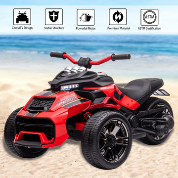 Luibas 24V Kids Ride-On Electric Atv, 3 Wheels, High/Low Speed Modes, Eva Rubber Tires, Bluetooth For Toddlers 3+ Years, Red