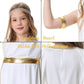 Lmyove Greek Goddess Costume Girls, White Goddess Dress With Gold Leaf Headband, Toga Costume 4 Pcs, Halloween Rome Princess Out