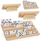 Plusvivo Domino Racks With Stand Set Of 4, Mexican Train Dominoes Set Trays Wooden Domino Holders For Mexican Train And Other Domino Games For Kids & Adults - Hobbies, Indoor Activities & Family Fun