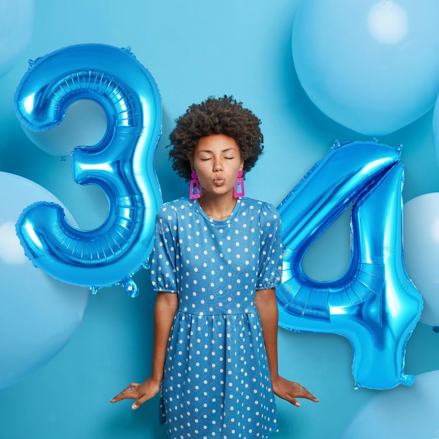 Blue Number 4 Balloon 40 Inch, Big Large Foil Helium Number Balloons, Jumbo Giant Mylar Number 4 Balloons For 4 Year Old Birthda