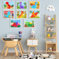 Lonfliness 8PCS Dinosaur Theme Art Kit, No-Mess Sewing Puzzle, 7.9x5.9 inches, Colorful Foam & Fabric, Model LF0870