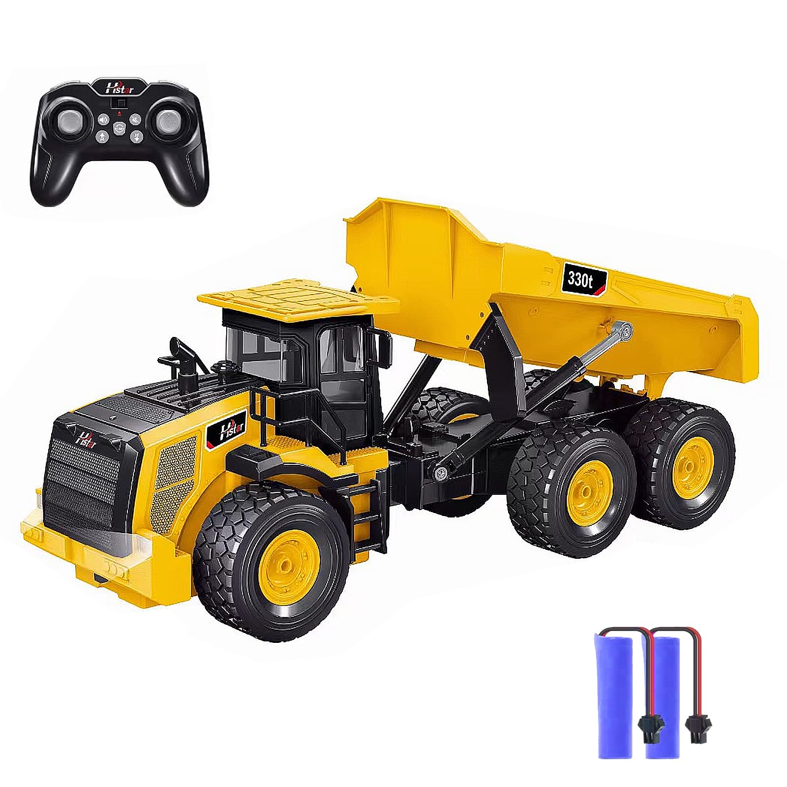 Leopmase RC Dump Truck, Remote Control Dump Truck 11 Channel with Lights/Sounds/2 Batteries for Adults, RC Construction Vehicles