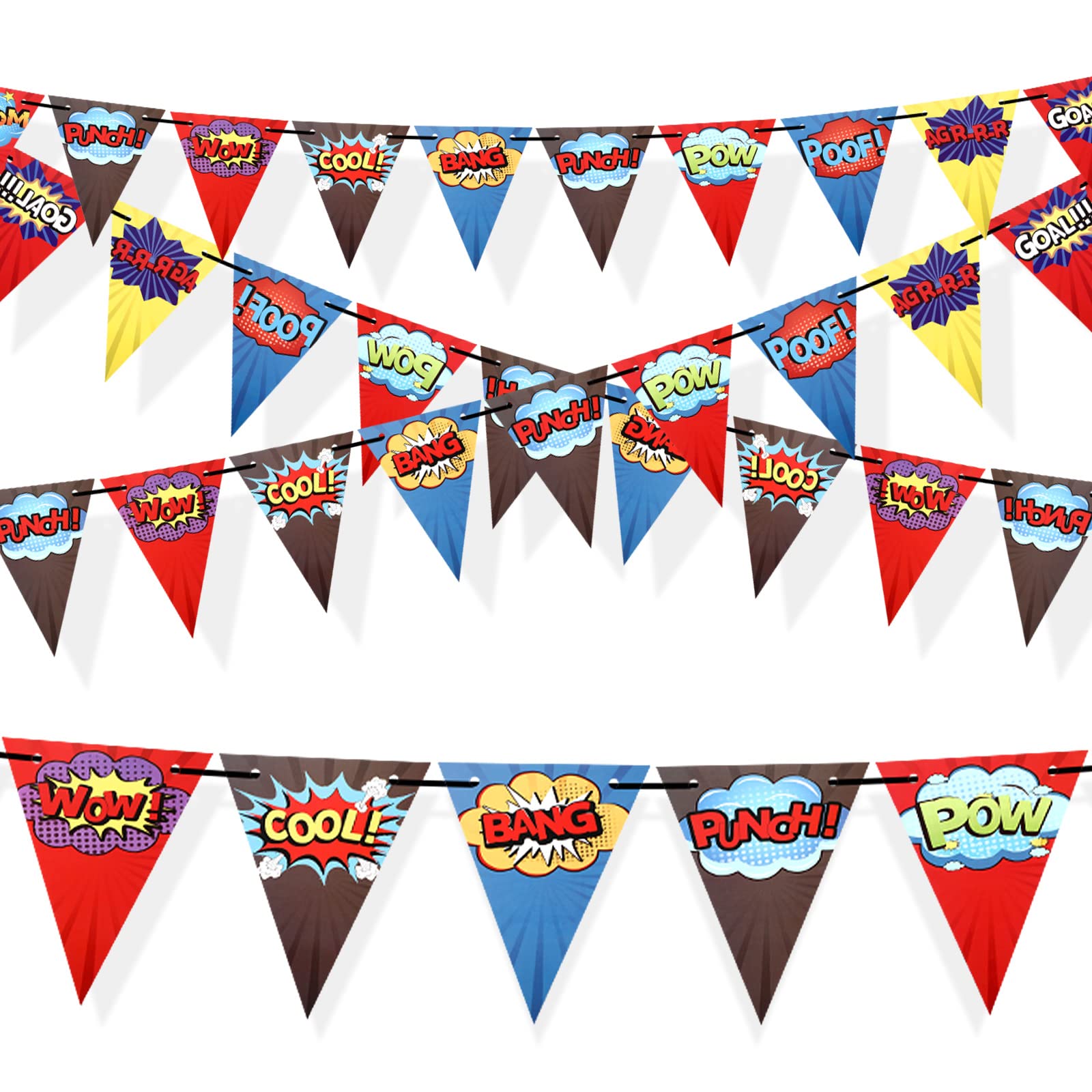 Breling Hero Birthday Party Banner Hero Birthday Party Decorations Hero Paper Pennant Banner Garland Decor for Kids Boys Birthda