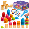 Aizweb Ice Cream Counting And Color Sorting Stacking Toys For Toddlers, Montessori Preschool Kindergarten Learning Activities,Number Math Manipulatives Math Games Educational Fine Motor Skills Toys