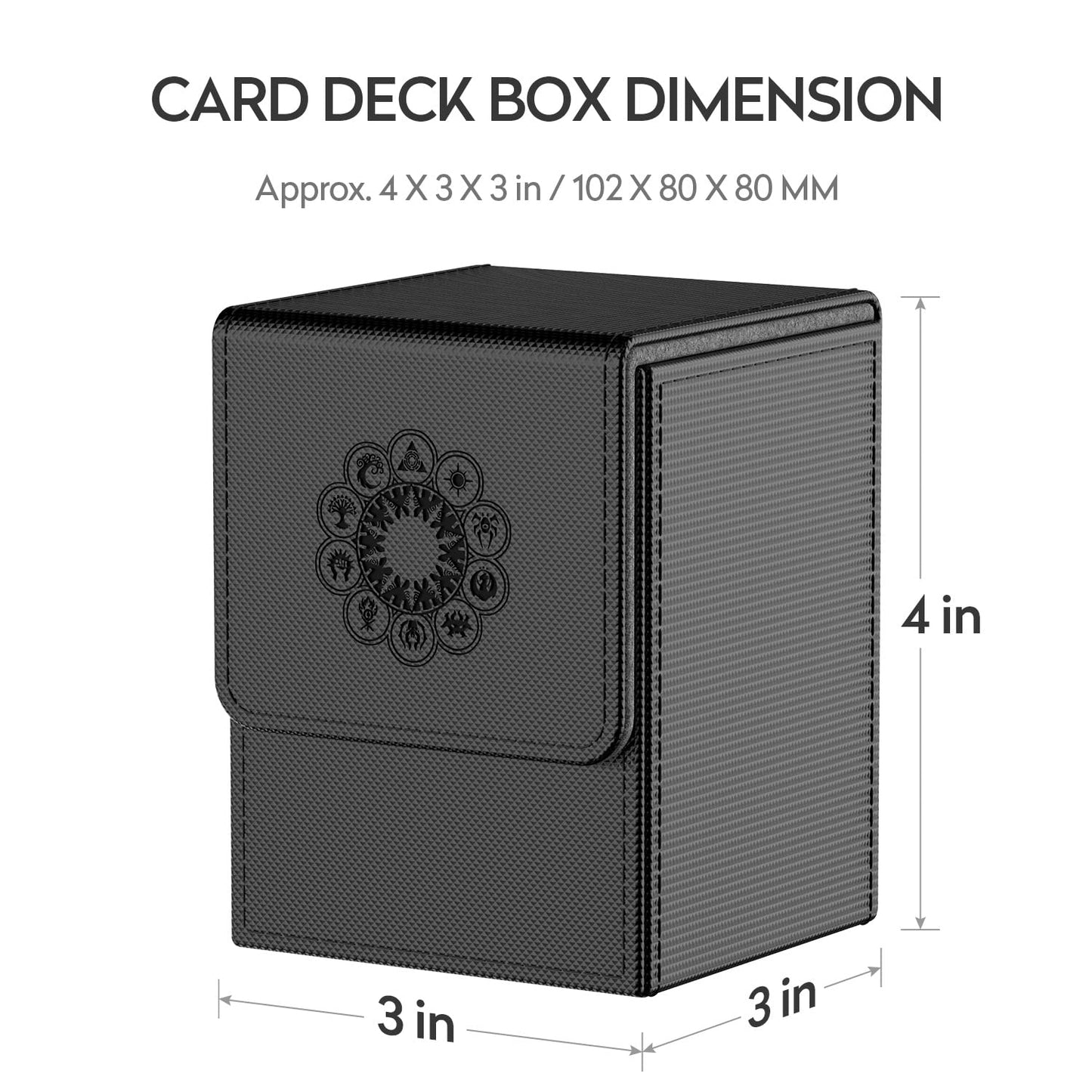 Mixpoet Deck Box Compatible With Mtg Cards, Trading Card Case With 2 Dividers Per Holder, Large Size For 100+ Cards (Elementals-Black)