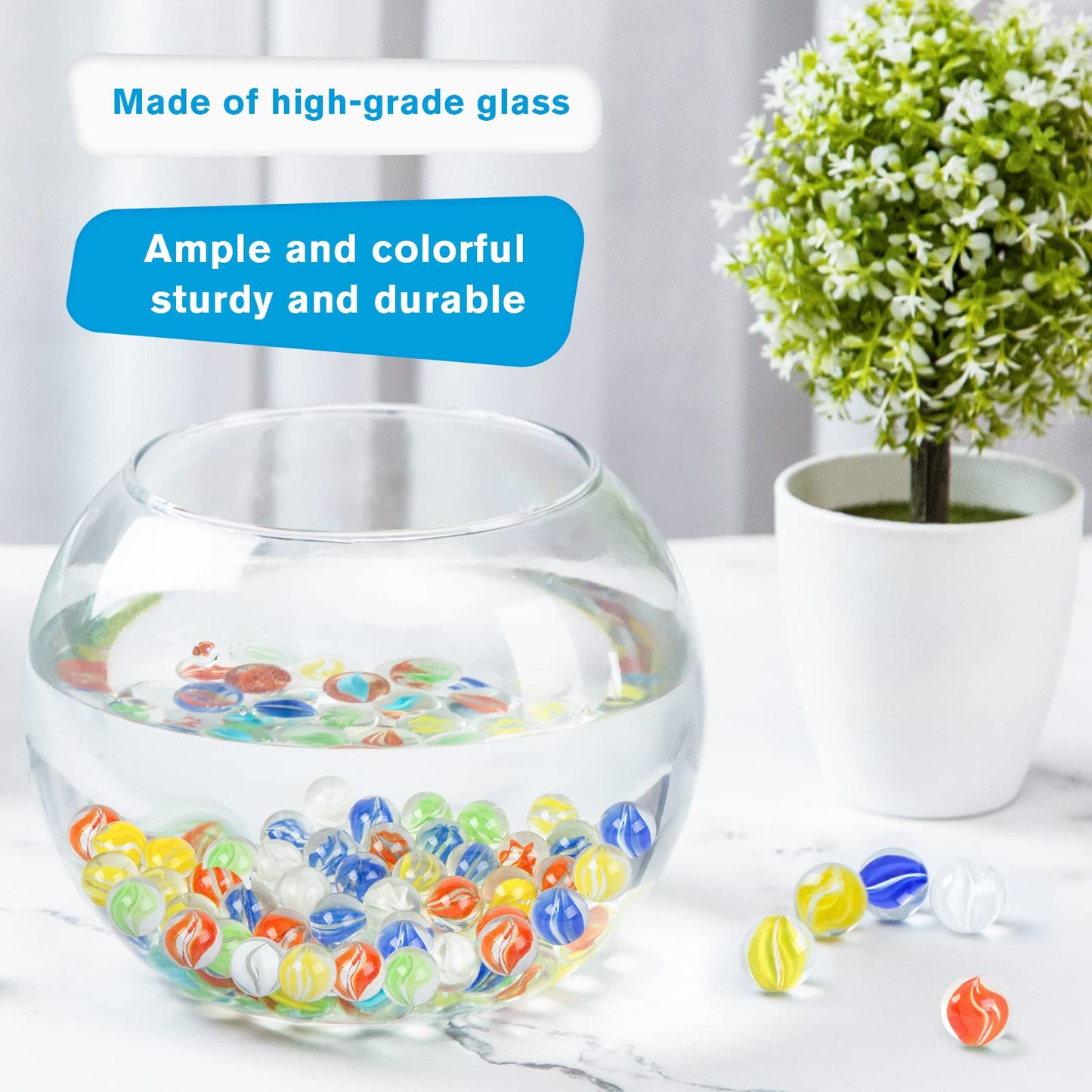 Poplay 115Pcs Marbles Games For Kids, Glass Marbles With Gift Box For Board Games