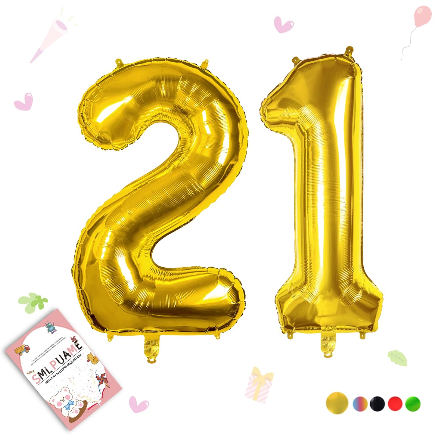 Smlpuame 40 Inch Number Balloon 0-9 Gold Large Number 21 Balloons,Digital Balloons For Birthday Party Celebration Decorations Su