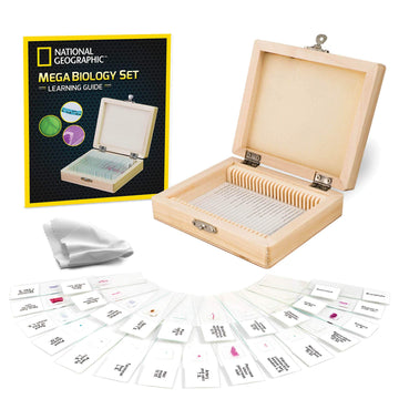 National Geographic Mega Biology Set - Professional Grade Specimens, 25 Prepared Microscope Slides, Detailed Learning Guide And