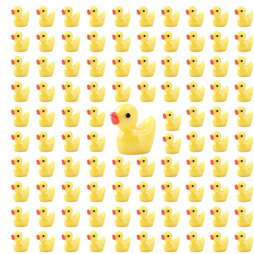 100Pcs Mini Resin Ducks,Small Plastic Ducks Tiny Ducks. For Miniature Dollhouse Decor Accessories,Miniature Characters Fairy Gar