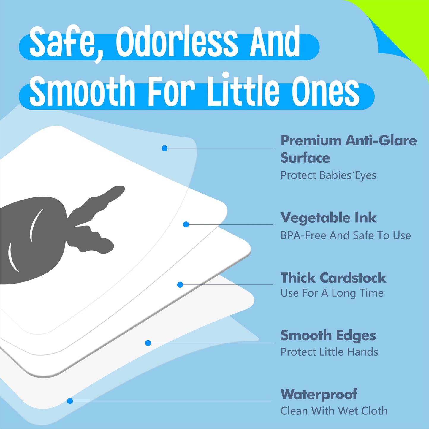 SpriteGru Baby Visual Stimulus Cards - 2 PCS Double-Sided Black and White Flashcards, 39” x 8” for Sensory Development, Montessori Toys