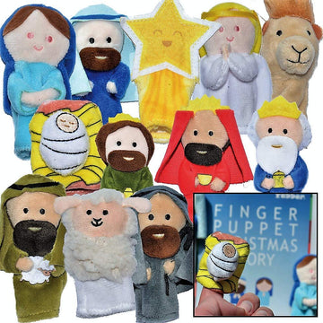 The Nativity Christmas Story | Finger Puppet Set [12-Pack] | For Parents And Teachers To Read To Children | Includes Kids Bible