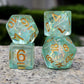 Haxtec Light Green DND Dice Set 7PCS Filled Resin Polyhedral D&D Dice W/Iridescent Mylar Inclusion for Roleplaying Games Dungeon