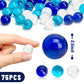 Futureplusx Marbles Bulk, 75 Pcs Glass Marbles Blue Marbles Set Ocean Theme For Kids Marble Run Games Fillers Aquarium Pebbles