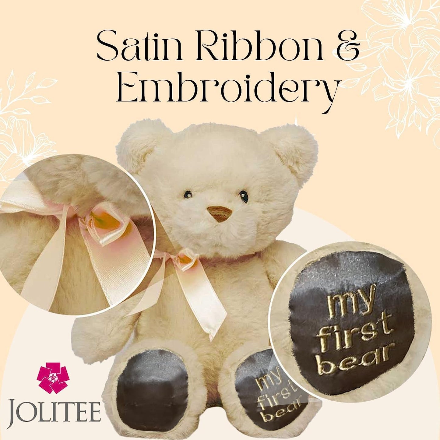 Jolitee My First Bear Stuffed Animal - Beige Neutral Teddy Bear For Baby For Newborn 10'