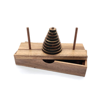 Bsiri Fun Puzzle Board Games Gifts Of Hanoi Tower (9 Rings) With Wooden Designs For Brain Teasers Logic Games Kids And Adults To Challenges Mastermind Game And Think For Fun Learning Tower Puzzles