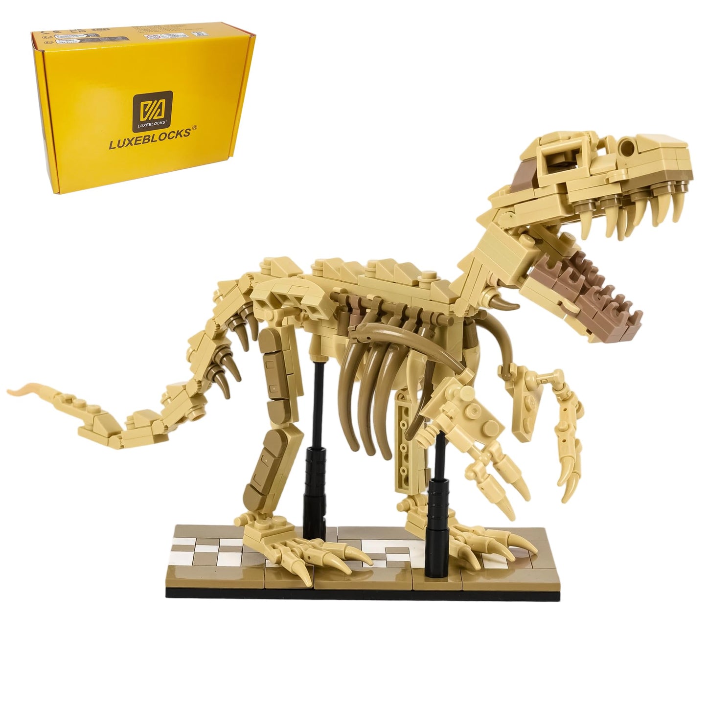 LUXEBLOCKS Dinosaur Skeleton Building Kit & Paleontology Building Set-316PCS Excavation-Ready T.Rex Fossil Model  mature-themed Dinosaur Gift with Movable Joints for Collectors-Display Figures for Home&Office